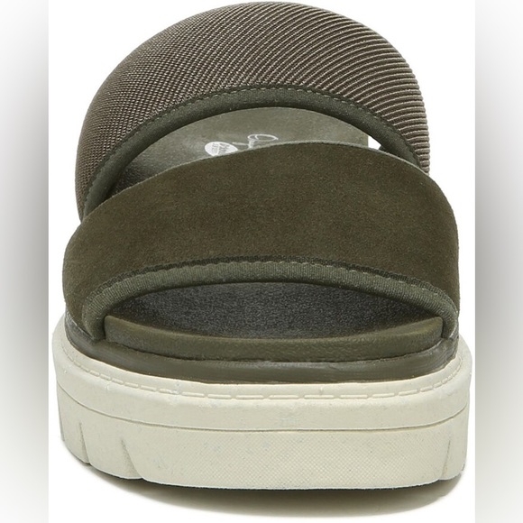 Dr School Suede Blend Olive Terrain Lug- Sole Cushion Platform Slide Sandals NEW - Picture 8 of 16